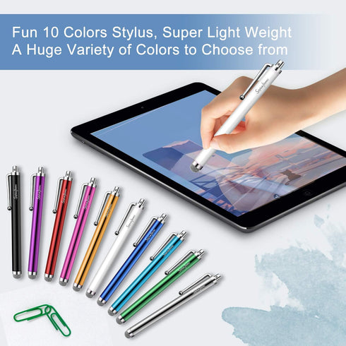 StylusHome 10 Pack Mesh Fiber Tip Stylus Pens for iPad, iPhone, Tablets, Samsung, All Precision Capacitive Devices