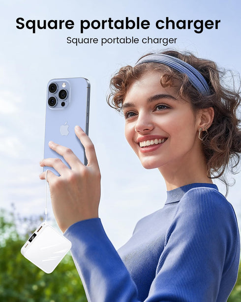10000mAh Mini Power Bank, Portable Charger with USB C Input/Output, 30W Fast Charging