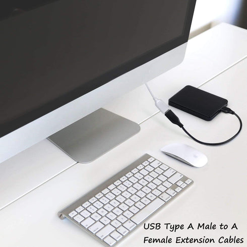 Costyle 2-Pack USB Extension Cable 6ft/2m, White 2.0 Type A Male to Female, Gold-Plated Connectors, USB Extender.