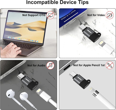 Lightning Female to USB-C Male Adapter, Compatible with iPhone 15/Plus/Pro/Pro Max, 30W PD Fast Charging, 3 Pack