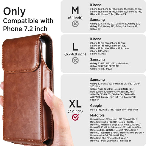 Miimall Phone Belt Holster Case for Galaxy S24 Ultra, S23 Ultra, S22 Ultra 5G, Google Pixel 8 Pro - Coffee-X-Large