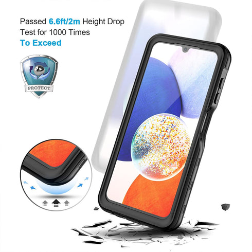 Lanhiem IP68 Waterproof Dustproof Case for Samsung Galaxy A14 5G, Rugged Full Body Protective Cover, Black/Clear