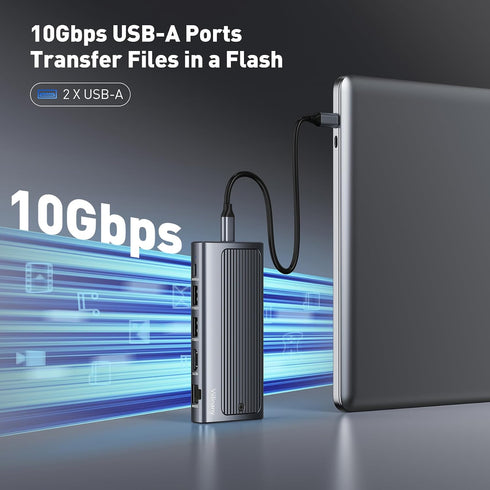 Viilinany 6-in-1 M.2 10Gbps 2X 90W 4K@60Hz USB C Docking Station with NVMe SATA SSD Enclosure, USB-C Hub with USB-A