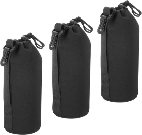 PATIKIL 3 Pcs Camera Lens Bag, 3.9" ID x 9.8" H Drawstring Pouch with Thick Neoprene for DSLR Lens