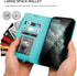 KIHUWEY Wallet Case for iPhone 12 Pro Max, Premium Leather Zipper with Card Holder and Wrist Strap - Mint Green