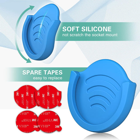 pop-tech Phone Grip for Socket Holder, 2 Pack Silicone Car Phone Mount Adhesive, Blue