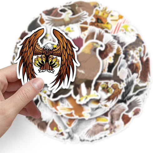 Eagle Stickers for Water Bottle, 50pcs Waterproof Vinyl Bird-of-Prey Stickers for Laptop, Phone, Bumper, Skateboard