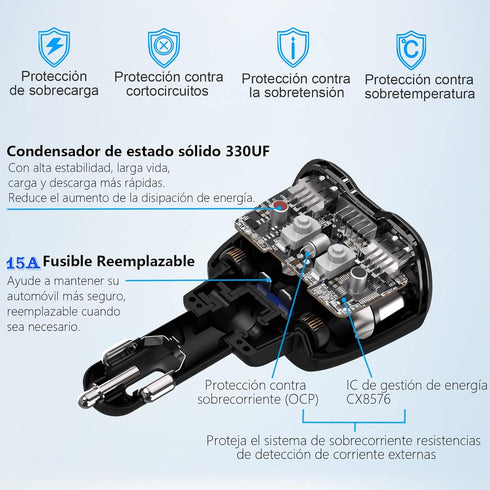 Cigarette Lighter Splitter 2 Socket, Qidoe 150W Cigarette Lighter Adapter 20W USB C Car Charger and 18W QC3.0 Multi
