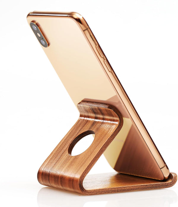 ZJL Cell Phone Stand for Desk - Portable Wood Phone Holder for Bed