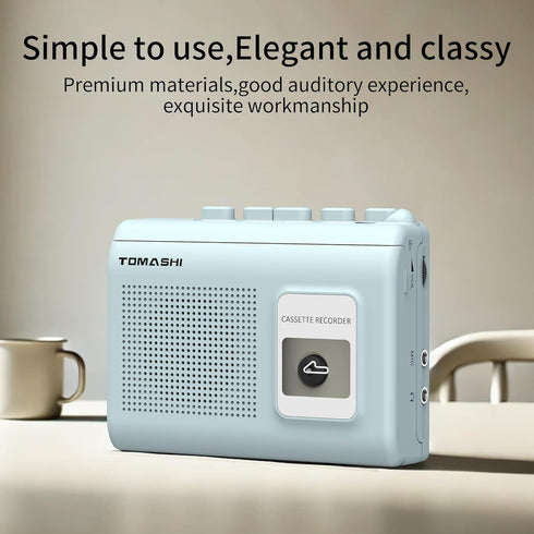 TOMASHI Cassette 4.57 3.54 1.38inch Portable Player Tape Recorder with Built-in Speaker,Microphone,Headphone Jack-, x x