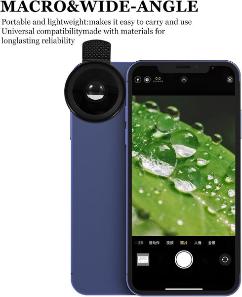 FONDOTIN 2-in-1 Universal Clip-on Phone Camera Lens Kit Ultra Wide Angle and Macro Lens for Mobile Photography