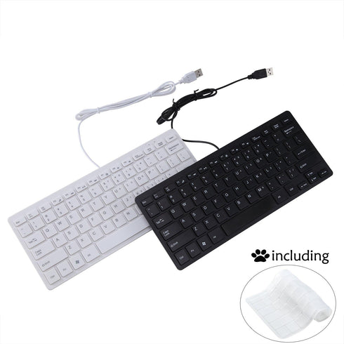 I Focus MCSaite Mini 78 Keys Wired Keyboard with Cover for Laptop MAC Windows 10/8/7/Vista/XP (White)