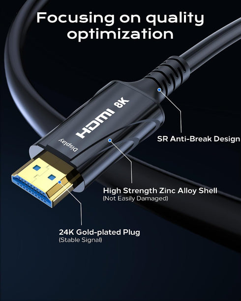 8K 20FT 48Gbps,High-Speed 8K 60Hz,4K120Hz,HDR/eARC/HDCP 2.2&2.3,Compatiblefor Cratree Fiber Optic HDMI Cable - HDMI