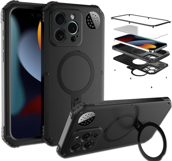 iPhone 15 Pro Max Phone Case, Compatible with MagSafe Military Grade Full Protection with Built-in Silicone Shockproof