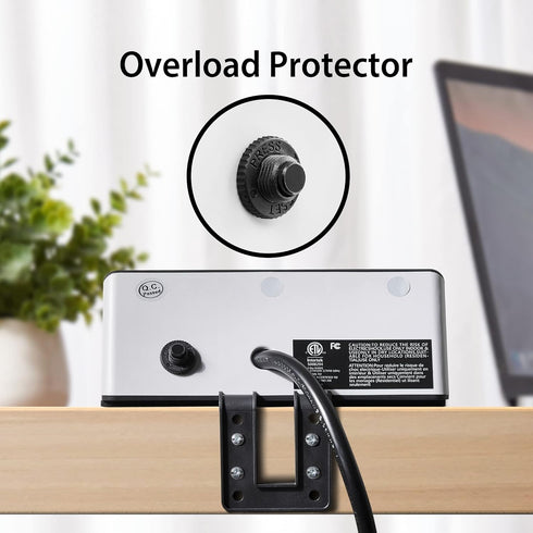 Desk Edge Mount Power Strips with USB Ports, UL Plug Outlets, 1250 Joules Surge Protector for Home Office