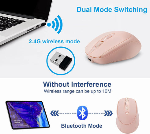 Rechargeable Wireless Mouse, Bluetooth Mouse for Laptop, iPad, MacBook Pro/Air, Silent Mouse for PC, Surface Pro,