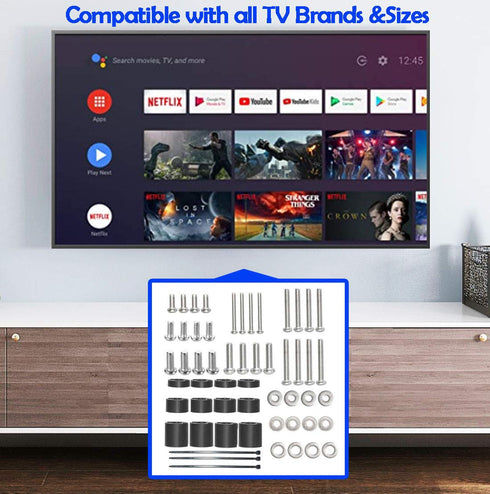 Universal TV Mount Screw Kit, Includes M4, M5, M6 Screws, Washers and Spacers, Stainless Steel, Compatible with VESA