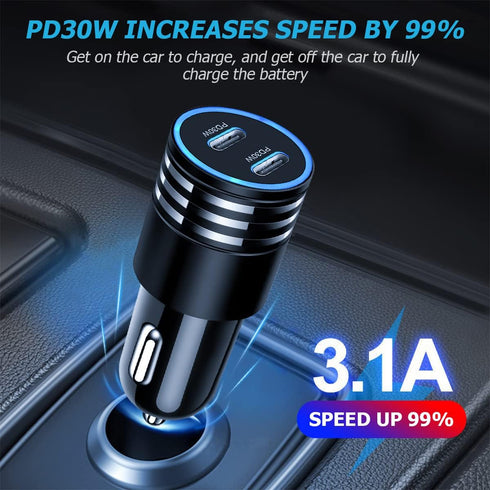 2Pack 60W USB Car Charger, 2 Ports Fast Charging Cigarette Lighter Adapter, Type C Mini Car Charger Adapter, Rapid Plug Power Delivery Compatible with iPhone Android Tablet or Other USB Device by Ankuee