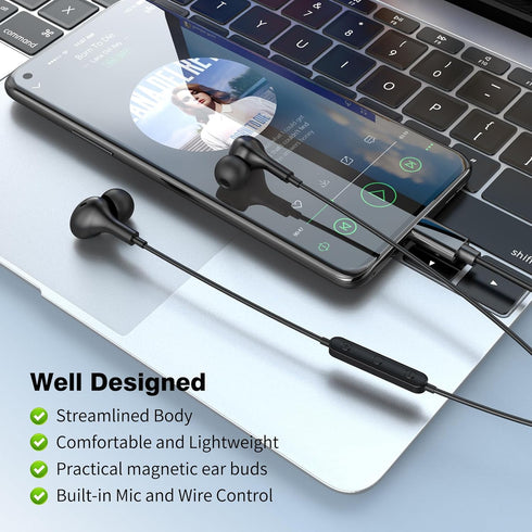 USB C Headphones for Samsung Galaxy S24 Ultra S23 FE S22 S21, Magnetic Wired Earbuds with Microphone Volume Control