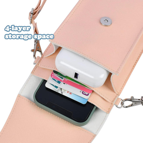 Pink Touchscreen Phone Purse Crossbody for Women, Waterproof Crossbody Phone Wallet Case with Transparent Window up to