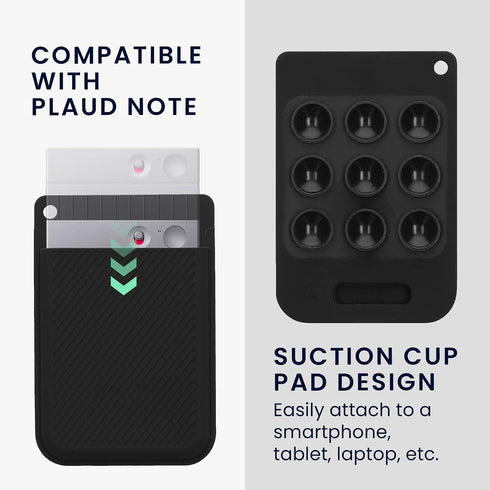 kwmobile AI Voice Recorder Cover with Suction Cup Mount - Black
