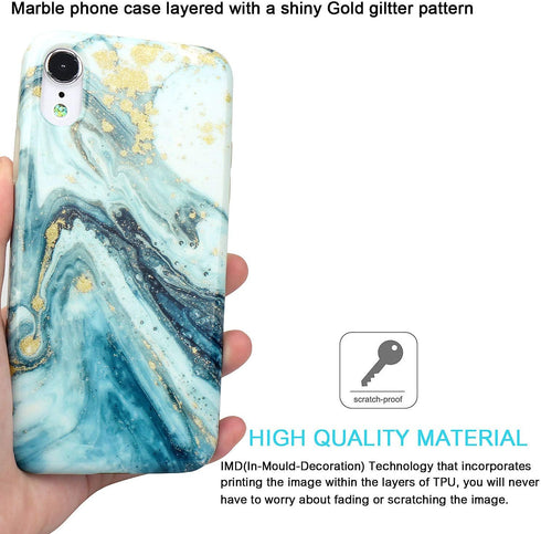 Compatible with XR Case - JIAXIUFEN Gold Sparkle Glitter Marble Slim Shockproof Flexible Bumper TPU Cover for XR