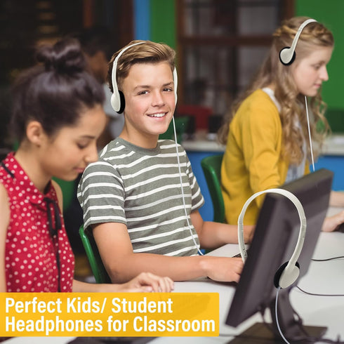 Konohan 30 Pack Headphones for Kids, Adjustable On-Ear Classroom Headphones with 3.5 mm Jack