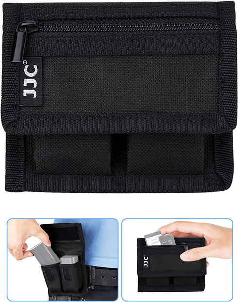DSLR Battery and Memory Card Holder Pouch, 3 Pockets for AA Battery and Various Camera Batteries and SD Cards