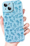 OOK Cute Flower Design Case for iPhone 15, Soft TPU Camera Lens Protective Cover - 6.1 Inch Blue
