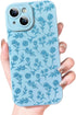 OOK Cute Flower Design Case for iPhone 15, Soft TPU Camera Lens Protective Cover - 6.1 Inch Blue