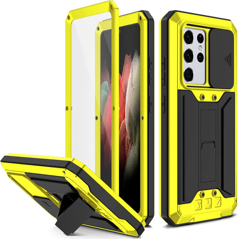 MIYI Samsung Galaxy S21 Ultra Case, Heavy Duty Aluminum Metal Gorilla Glass Waterproof Shockproof Protector Cover