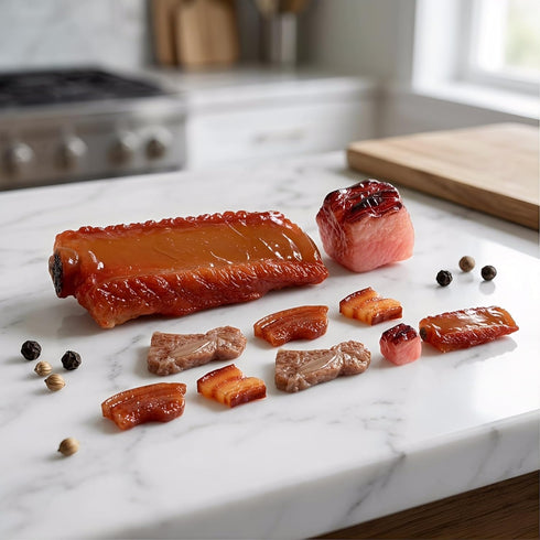 10Pcs Fake Meat Pork Ribs Artificial Food Props Lifelike Meat Fake Food for Kitchen Display Restaurant Cabinet