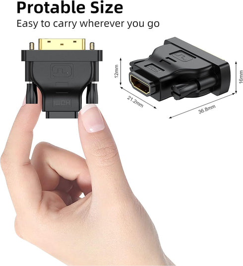 DVI to HDMI Adapter 10-Pack, Bidirectional Female HDMI to DVI-D(24+1) Male Adapter with Gold-Plated for Various Devices