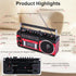 BAIJIALI Cassette Portable Player with AM/FM/SW Radio & BT, Boombox for Home and Travel, Record from Radio, Play via