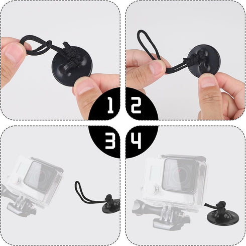 lasuroa 8pcs Insta360 x4 x3 Action Camera Safety Tether with High-Bond Pads, Strong Adhesive Stickers Strap Cord