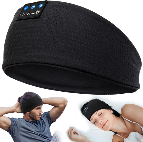 LC-dolida Bluetooth Sleep Headphones Headband, Wireless Earphones with Built-in Speakers for Side Sleepers