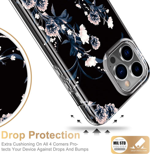 Esdot iPhone 13 Pro Max Case with Built-in Screen Protector, Military Grade Cover with Fashion Designs, 6.7" Purple