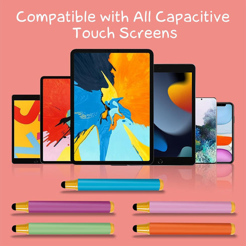 Kid-Friendly Stylus Pens for Touch Screens - Crayon Stylus Pen for iPhone iPad Fire HD Android Tablet (5 Pack)