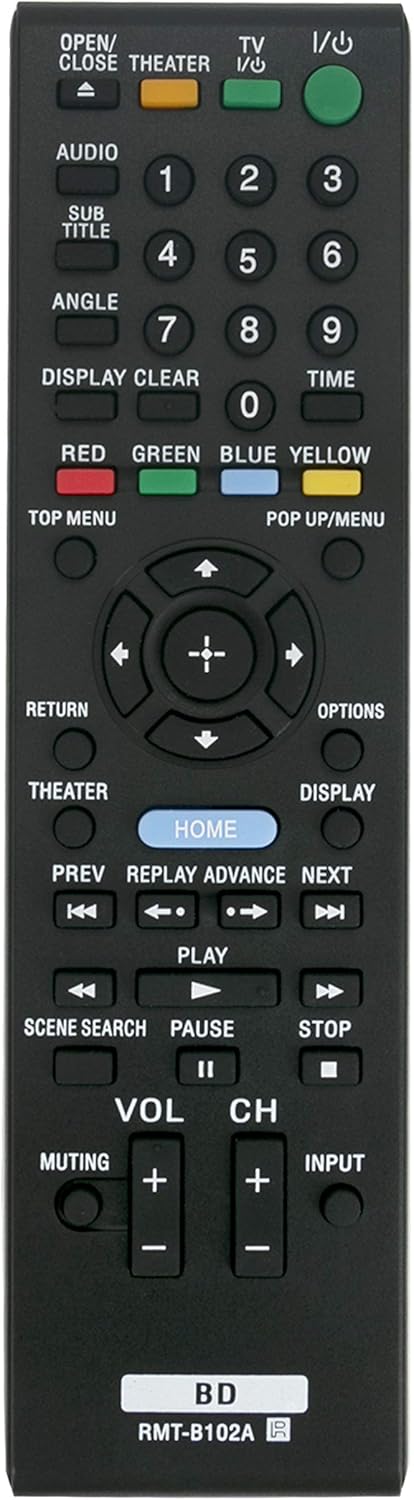 RMT-B102A Replaced Remote for Sony Blu-Ray Disc DVD Player BDP-S350, BDP-BX1, Rmt-b102p, Rmt-b103a