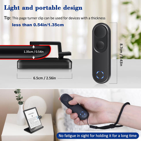 RF Remote Control Page Turner for Kindle Paperwhite Oasis Scribe Kobo, Clicker Accessories for iPhone, iPad, Android