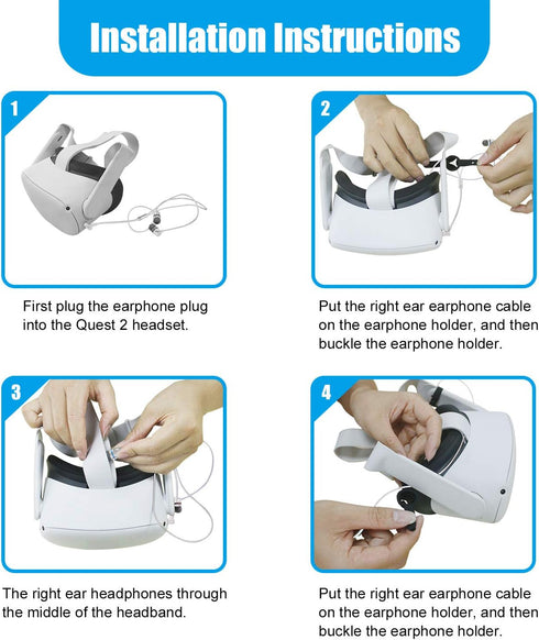AMVR Noise Isolating Earbuds for Meta Quest 2 VR Headset, Custom Made with 3D 360 Degree Sound (White)
