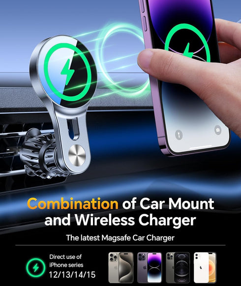 15W Magsafe Car Mount Charger - Long Arm Magnetic Wireless Charger for iPhone 16 Pro Max 15 14 13 Plus
