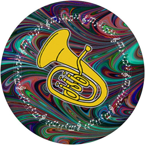 PopSockets PopGrip: Euphonium Player Band Gift Dark Swirl Music Notes in Circle for Phones & Tablets