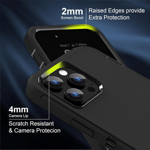 Sansunto iPhone 13 Pro Max and 12 Pro Max Case, Heavy Duty Shockproof Military Grade 3 in 1 Silicone Rubber with Hard