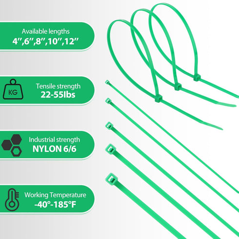 Shappy 50 Pcs Heavy Duty Zip Ties, Strong Large Cable Wire Ties for Bundling Crops and Water Pipes (Green, 24 Inch)
