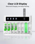 EBL 8 4 2800mAh 4 1100mAh Bay Battery Charger with LCD Screen, Fast Charging for AA AAA Batteries, Includes AA and AAA