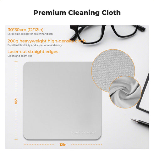 3 Pack 12x12inWashable Headsets, K&F Concept Microfiber Lens Cleaning Cloths Reusable Vacuum Wrapped Glasses
