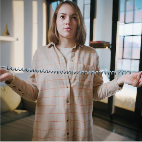 Ventev Chargesync Helix Cable 14" - Expandable USB A to USB C, Cloth Covered Braided Cable, Fast Charging
