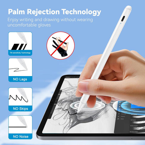 iPad Pro 11" Stylus Pencil, 1.5mm Replaceable Tip Active Pen Compatible with Apple Magnetic Pencil for Drawing and
