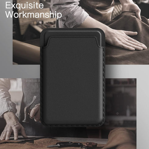 JETech Magnetic Wallet Compatible with MagSafe for iPhone 15/14/13/12 Series, PU Phone Card Holder (Black)